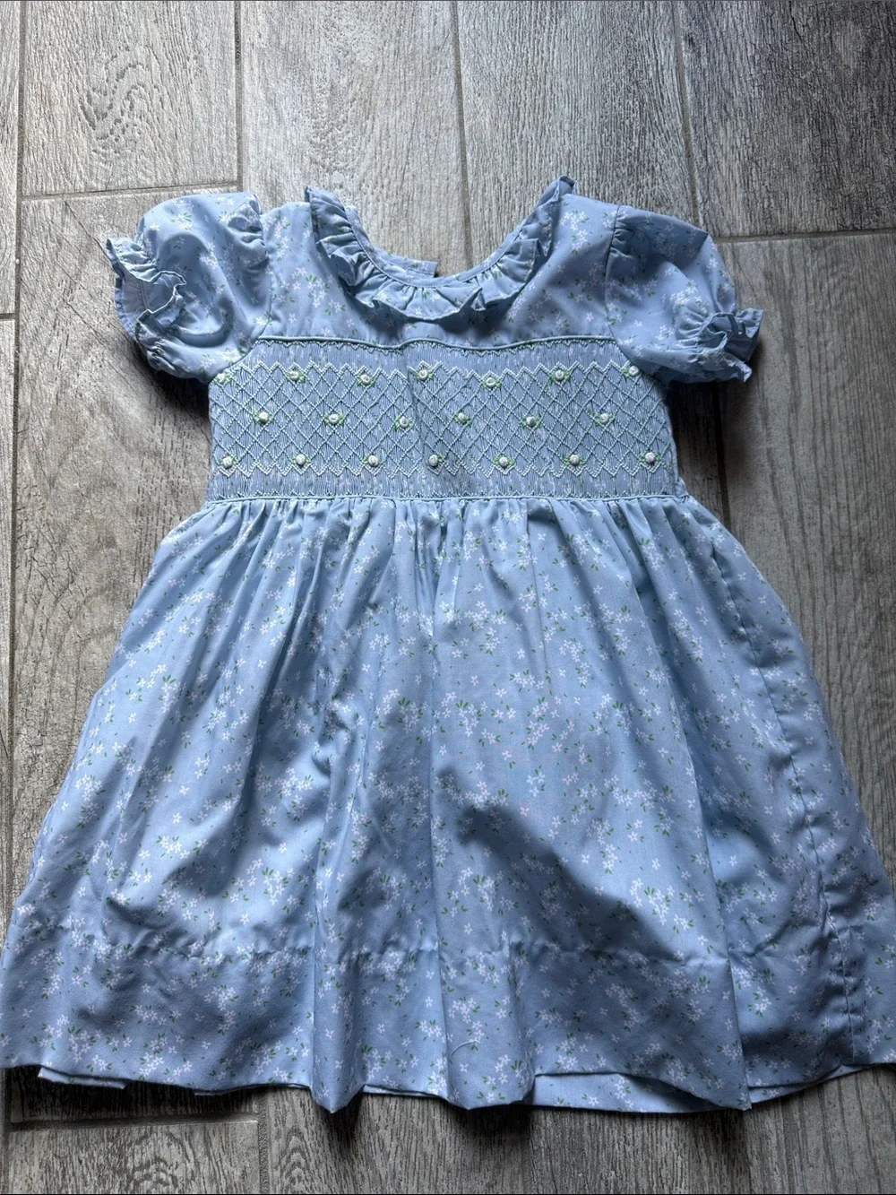 EUC-Eliza James kids-Girls' Light Blue Smocked Floral Dress